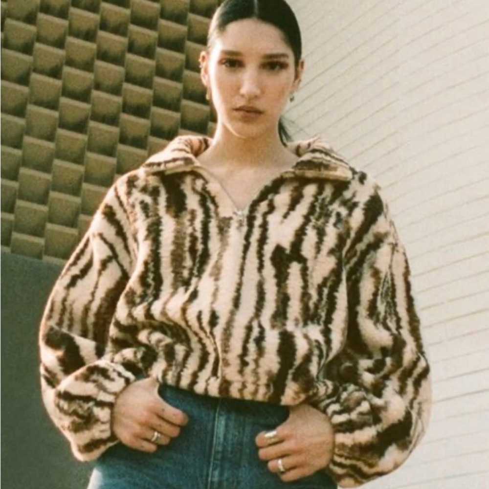 Reformation Women's Faux Fur Jacket - Brown